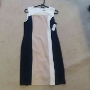 Dress barn colorblock dress size 6 new crm tan nvy